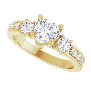 14K Yellow Gold 6x6 mm Heart Ring Mounting – image 8