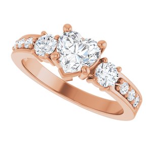 10K Rose Gold 6x6 mm Heart Ring Mounting – image 8