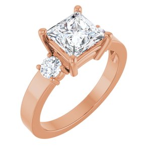 10K Rose Gold 6.5x6.5 mm Square Ring Mounting