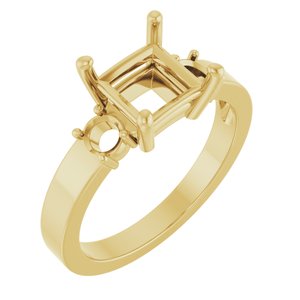 18K Yellow Gold 6.5x6.5 mm Square Ring Mounting – image 2