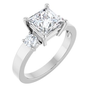 10K White Gold 6.5x6.5 mm Square Ring Mounting