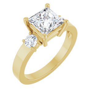 10K Yellow Gold 6.5x6.5 mm Square Ring Mounting