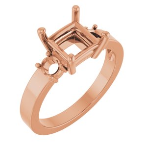 14K Rose Gold 6.5x6.5 mm Square Ring Mounting – image 2