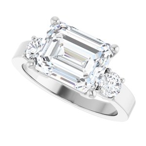 14K X1 White Gold 10x8 mm Emerald Ring Mounting – image 8