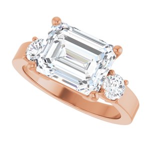 14K Rose Gold 10x8 mm Emerald Ring Mounting – image 8