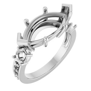 10K White Gold 16x8 mm Marquise Ring Mounting – image 2