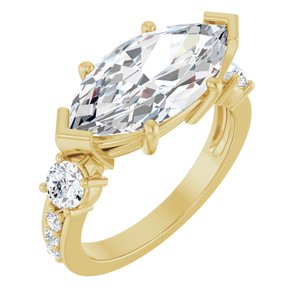 18K Yellow Gold 16x8 mm Marquise Ring Mounting