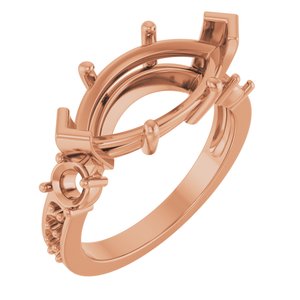 18K Rose Gold 16x8 mm Marquise Ring Mounting – image 2