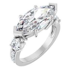14K White Gold 16x8 mm Marquise Ring Mounting