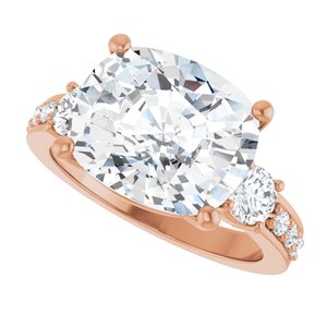 10K Rose Gold 12x10 mm Elongated Cushion Ring Mounting – image 8