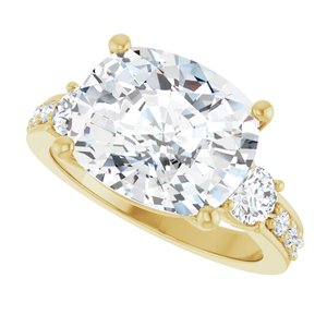 14K Yellow Gold 12x10 mm Elongated Cushion Ring Mounting – image 8