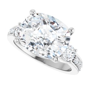 14K White Gold 12x10 mm Elongated Cushion Ring Mounting – image 8