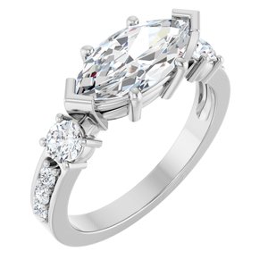 10K White Gold 12x6 mm Marquise Ring Mounting