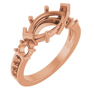 10K Rose Gold 12x6 mm Marquise Ring Mounting – image 2
