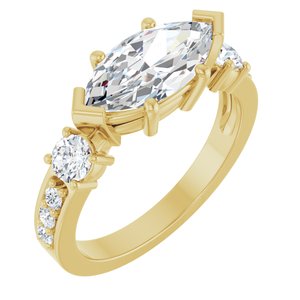 14K Yellow Gold 12x6 mm Marquise Ring Mounting