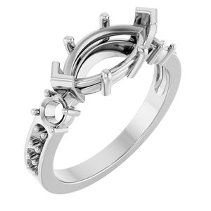 10K White Gold 12x6 mm Marquise Ring Mounting – image 2
