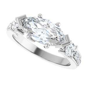 10K White Gold 12x6 mm Marquise Ring Mounting – image 8