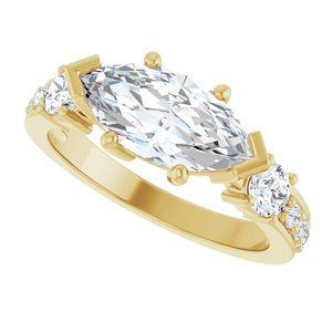 14K Yellow Gold 12x6 mm Marquise Ring Mounting – image 8