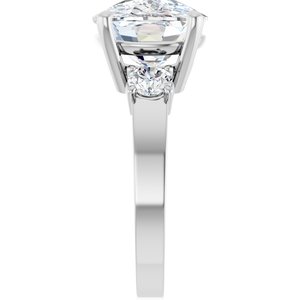 10K White Gold 14x10 mm Elongated Cushion Ring Mounting – image 7