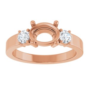 14K Rose Gold 8x6 mm Oval Ring Mounting – image 6