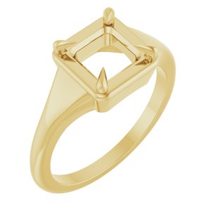 14K Yellow Gold 6x6 mm Square Ring Mounting – image 2