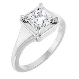 14K X1 White Gold 6x6 mm Square Ring Mounting