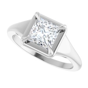 18K White Gold 6x6 mm Square Ring Mounting – image 8