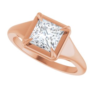 18K Rose Gold 6x6 mm Square Ring Mounting – image 8