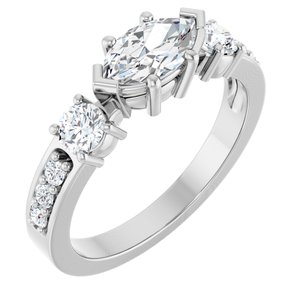 14K White Gold 8x4.5 mm Marquise Ring Mounting