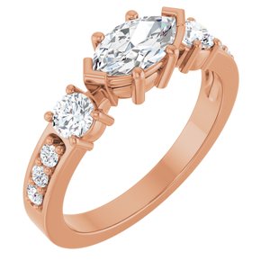 18K Rose Gold 8x4.5 mm Marquise Ring Mounting