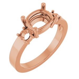 18K Rose Gold 8.5x6.5 mm Elongated Cushion Ring Mounting – image 2