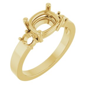10K Yellow Gold 8.5x6.5 mm Elongated Cushion Ring Mounting – image 2