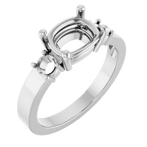 18K White Gold 8.5x6.5 mm Elongated Cushion Ring Mounting – image 2