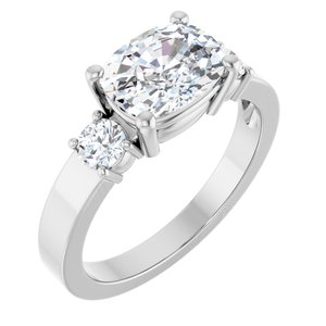 18K White Gold 8.5x6.5 mm Elongated Cushion Ring Mounting