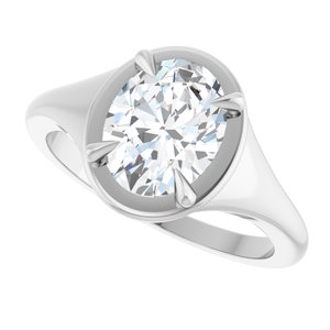 14K X1 White Gold 9x7 mm Oval Ring Mounting – image 8