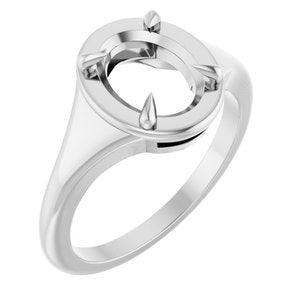 14K X1 White Gold 9x7 mm Oval Ring Mounting – image 2