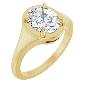 18K Yellow Gold 9x7 mm Oval Ring Mounting