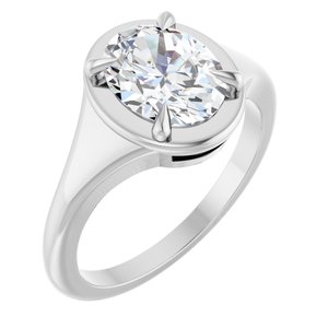 Platinum 9x7 mm Oval Ring Mounting