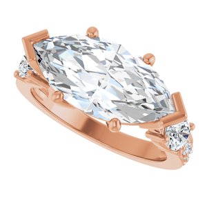 10K Rose Gold 16x8 mm Marquise Ring Mounting – image 8