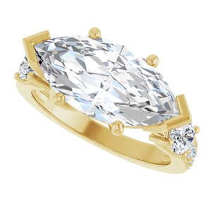 18K Yellow Gold 16x8 mm Marquise Ring Mounting – image 8