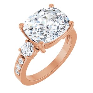 14K Rose Gold 12x10 mm Elongated Cushion Ring Mounting