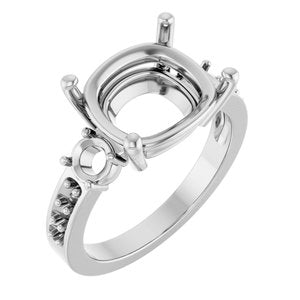 14K X1 White Gold 12x10 mm Elongated Cushion Ring Mounting – image 2