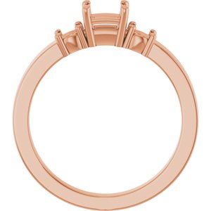 18K Rose Gold 4x4 mm Square Ring Mounting – image 4