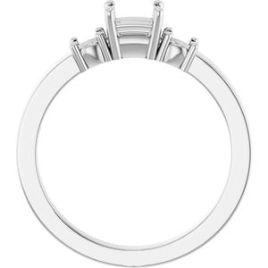 14K White Gold 4x4 mm Square Ring Mounting – image 4