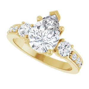 14K Yellow Gold 10x7 mm Pear Ring Mounting – image 8