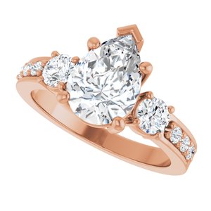 10K Rose Gold 10x7 mm Pear Ring Mounting – image 8