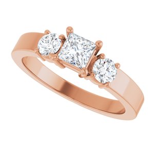 14K Rose Gold 4x4 mm Square Ring Mounting – image 8