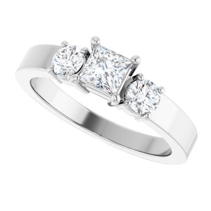 14K X1 White Gold 4x4 mm Square Ring Mounting – image 8