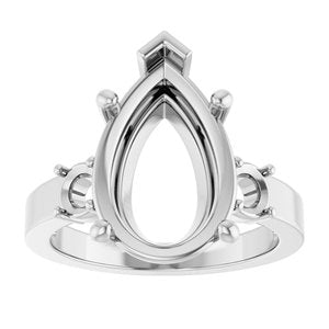 10K White Gold 15x10 mm Pear Ring Mounting – image 6
