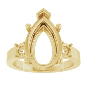 14K Yellow Gold 15x10 mm Pear Ring Mounting – image 6
